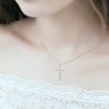 Factory Direct 925 Sterling Silver Zircon Pendant Jewelry Cross Necklace For Girlfriend
