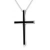 925 Sterling Silver mens cross pendant black cross necklace mens