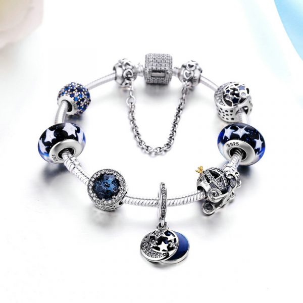 Sterling silver pandora beaded bracelet with pandora style charms wholesale