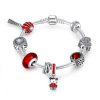 Sterling silver new pandora bracelet girls pandora bracelet with red beads