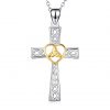 Religious Jewelry 925 Sterling Silver cross pendant Love heart Cross Pendant Necklace