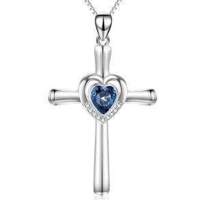 Fashion Sterling Silver 925 Jewelry Women Austria Crystal Cross Pendant Necklace