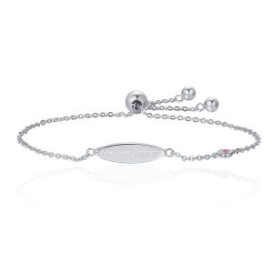 Silver id bracelet engraved bracelets for women