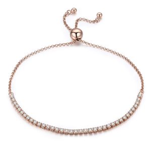 sterling silver tennis bracelet with rose gold plating color