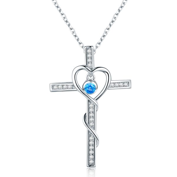 Cross necklace for women 925 silver cross necklace with heart for women