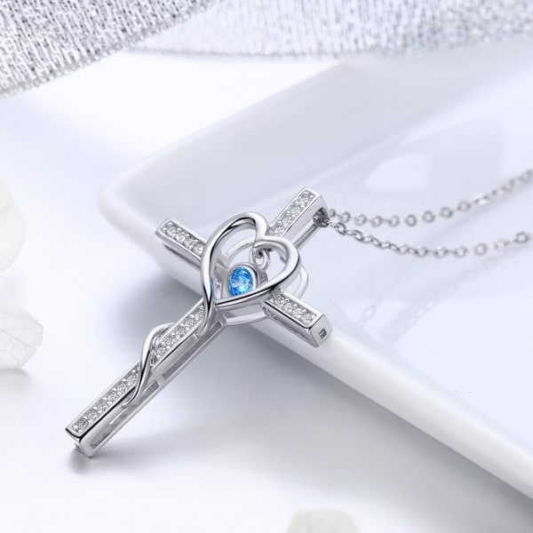 Cross necklace for women 925 silver cross necklace with heart for women