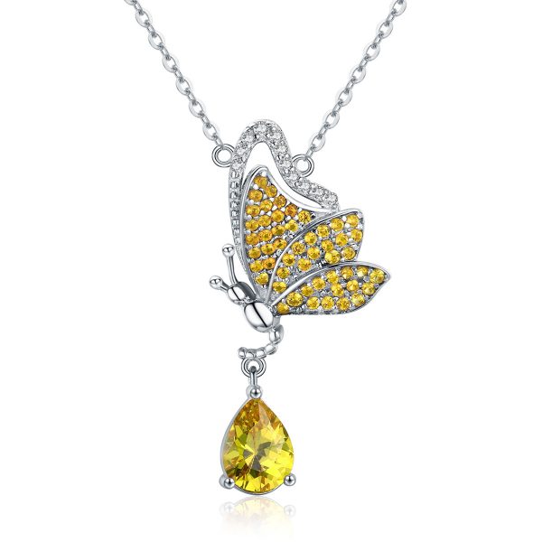 Butterfly necklace 925 silver butterfly pendant with necklace chains