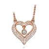 925 Sterling Silver rose gold heart necklace Adjustable Chain 16-18 inch
