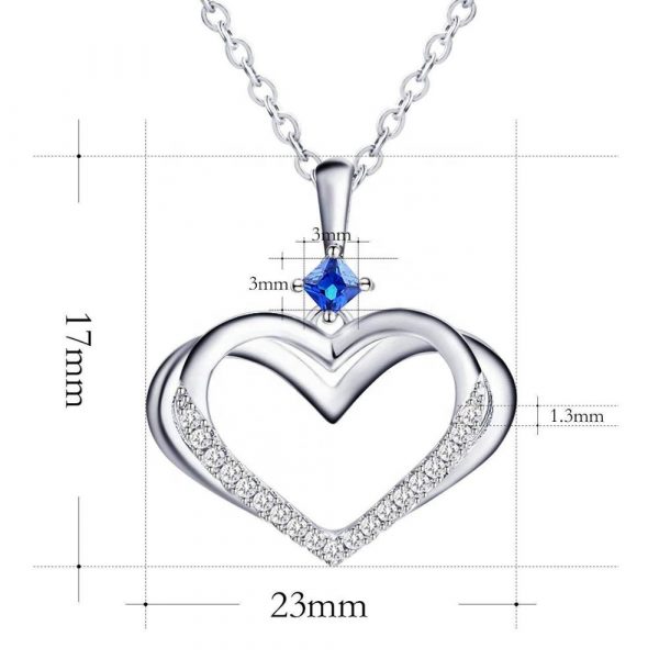 925 Sterling Silver Heart Necklaces aquamarine heart necklace for Women Girls