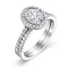 925 Sterling Silver Large Oval CZ Diamond Stackable Engagement Wedding Ring Sets Wholesale 2020