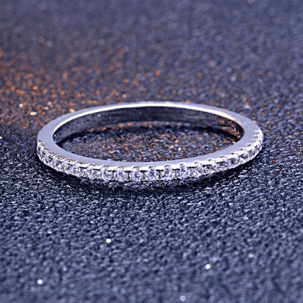 Custom 925 Sterling Silver 2pcs Halo Engagement Wedding Ring Sets Stackable Band Wholesale