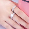 Fancy Arabic Jewelry 925 Sterling Silver Half Eternity Bridal Wedding Rings Set For Women