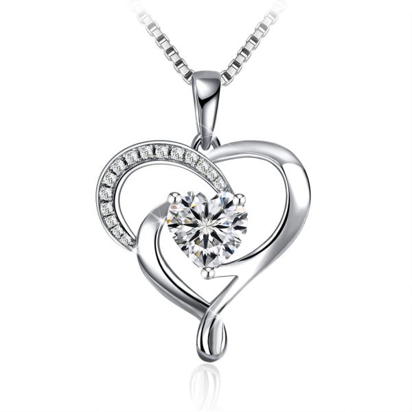 Fashion Jewelry 925 Sterling Silver heart necklace for girlfriend