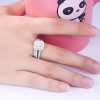 Guangzhou Factory 925 Sterling Silver Two Row Halo Bridal Set Wedding Rings