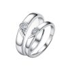 High Quality 925 Sterling Silver Platinum Colour Couple Band Rings