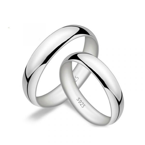 High Quality 925 Sterling Silver Platinum Colour Couple Bands