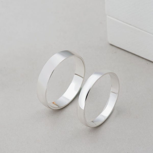 High Quality 925 Sterling Silver Platinum Colour Couple Bands