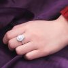 Highly Polish Sterling Silver CZ Engagement Rings Pink Cubic Zirconia Ring For Women