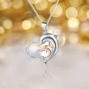 925 Sterling Silver rose gold heart necklace Dolphin Necklace Double Dolphin Pendant