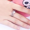 Trendy White And Pink Zircons Sparkling Infinity Love Jewelry Heart Shape Bridal Wedding Ring Sets
