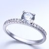 Wholesale Rhodium Plating Sterling Silver Engagement Rings With Cubic Zirconia