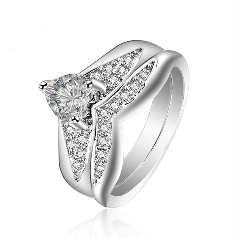 American Hot Sale 925 Sterling Silver V Shape Bridal Ring