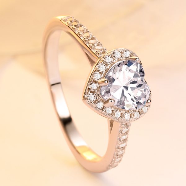 Wholesale Fashion European Genuine 925 Sterling Silver Cubic Zirconia Heart Ring For Womens