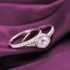 Wholesale Rhodium Plated 925 Sterling Silver Wedding Ring Set Bridal Bands