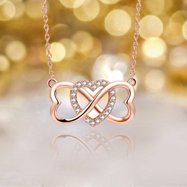 925 Sterling Silver Cubic Zirconia rose gold heart necklace infinity heart necklace