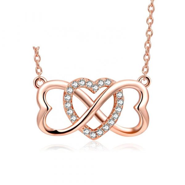 925 Sterling Silver Cubic Zirconia rose gold heart necklace infinity heart necklace