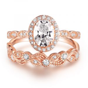 latest fashion rose gold plating wedding ring sets wedding ring sets for her