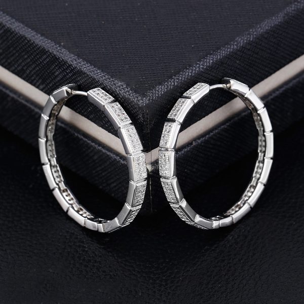 Cheap Wholesale 925 Sterling Silver Hoop Earrings CZ Diamond Earring Hoops
