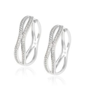 Fashion High Quality ltaly Jewelry Hollowed-up Design Bridal Sterling Silver Hoops