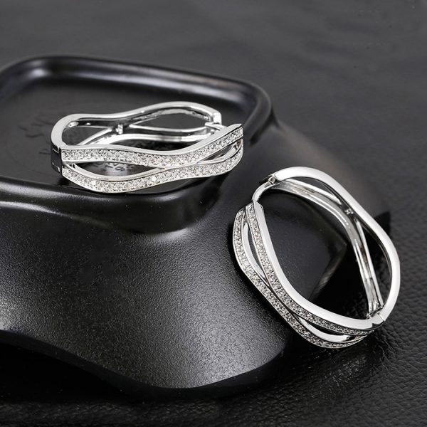 Fashion High Quality ltaly Jewelry Hollowed-up Design Bridal Sterling Silver Hoops