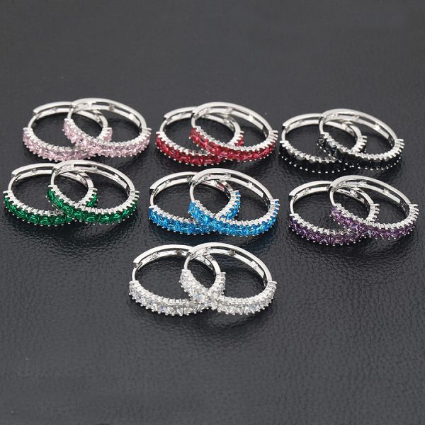 Guangzhou Factory Colorful Hoop Indian Style Hoop Earrings Gemstone Sterling Silver Hoops