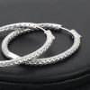 Luxury Women's Round Hoop Earrings Setting With Zircon Large Sterling Silver Hoops