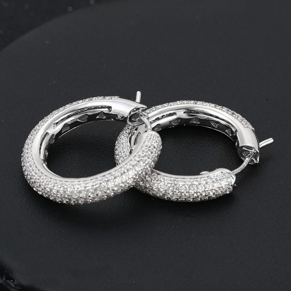 Luxury Zircon Artificial Diamond Hoop Earrings Micro Pave Gemstone Huggie Hoop Earrings