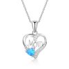 Genuine 925 Sterling Silver Women Opal Heart Necklaces Pendants Heart Shape Opal Stone Best Jewelry Gift For Mom