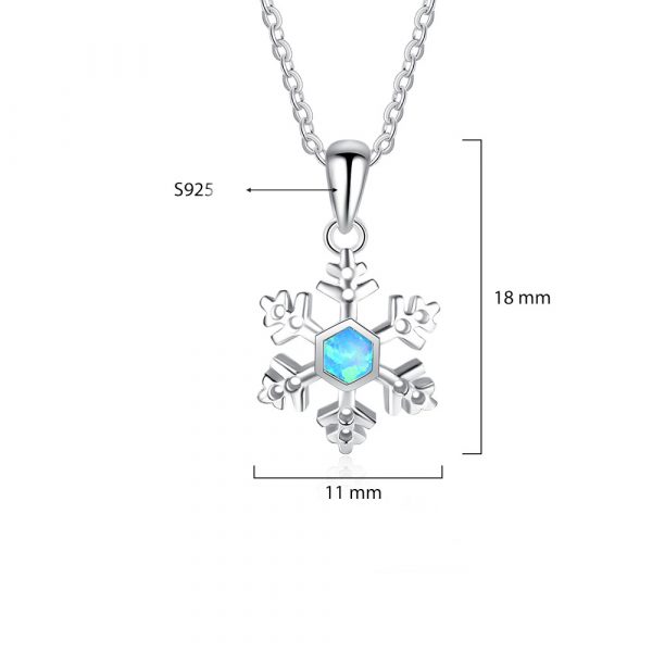 925 Sterling Silver Snow Opal Charm Pendant Necklace For Women Christmas Jewelry Gift Opal Necklace