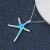 925 Sterling Silver Starfish Opal Pendent Necklace Rhodium Plated 18 Inches Necklace Opal Stone Jewelry Gift