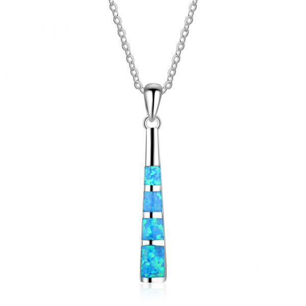 Attractive Teenager S925 Sterling Silver Bar Tassels Opal Natural Stone Necklace Opal Pendant For Women Necks