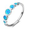 Best Selling Round Shaped Blue Fire Opal Ring Charm Jewelry Silver Ring 925 Solid Opal Ring