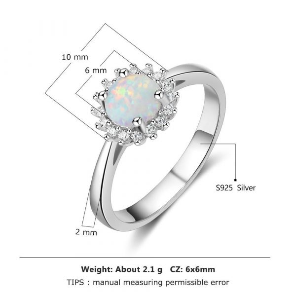 Best Selling Round Shaped Opal Ring Charm Jewelry Silver Ring 925 Opal Band