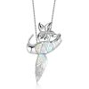 Blue Fire Opal Necklace 925 Sterling Silver Hummingbird Pendant Charm Pendant Necklace Jewelry Wholesale