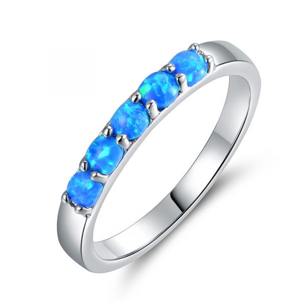 Cheap Wholesale 925 Sterling Silver Custom Opal Band Rings Simple Opal Ring