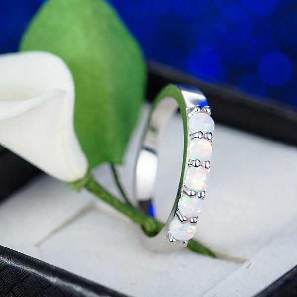 China Jewelry Wholesale 925 Sterling Silver Opal Ring With Rhodium Plating Opal Rings For Sale