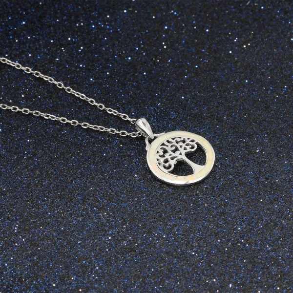 Custom 925 Sterling Silver Opal Gemstone Tree Of Life Daily Jewelry Necklace For Women Latest Design Opal Necklace