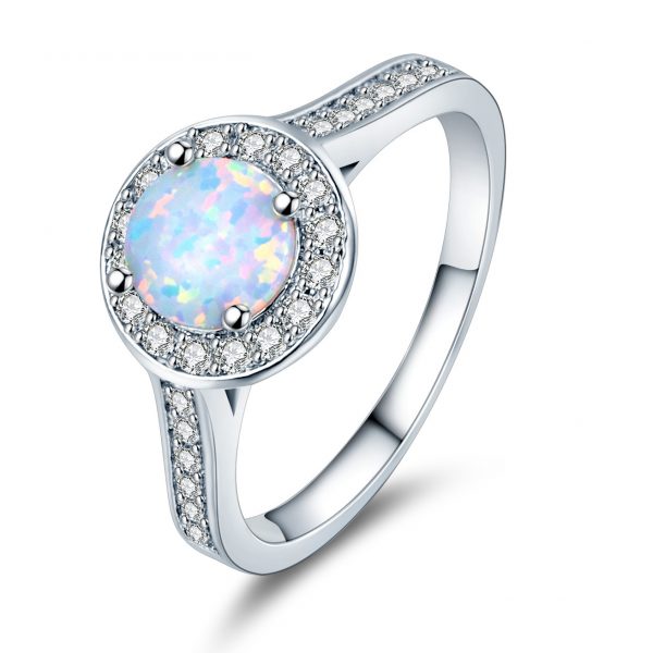Europe Popular 925 Sterling Silver Opal Promise Rings Opal Wedding Rings For Women