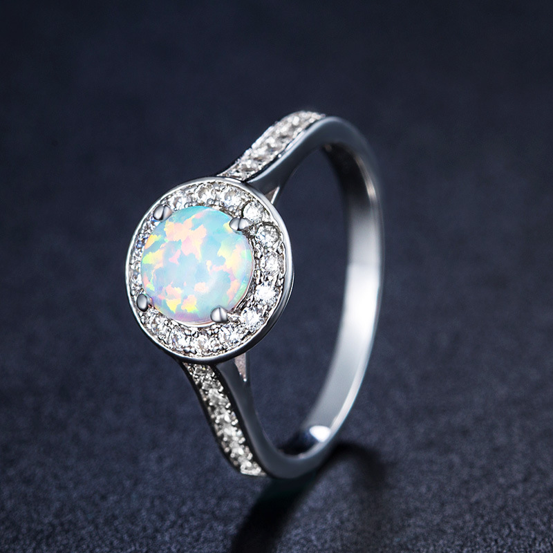 Europe Popular 925 Sterling Silver Opal Promise Rings Opal