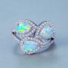 European Hot Sale Three Stone Pear Shaped Opal Ring Teardrop Opal Ring With Rose Gold Plating